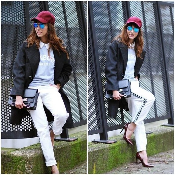 Isabel Marant Pour H&M Boyfriend Jeans Stripe Embroidered Chevron  ( US 2 ) - Picture 2 of 11